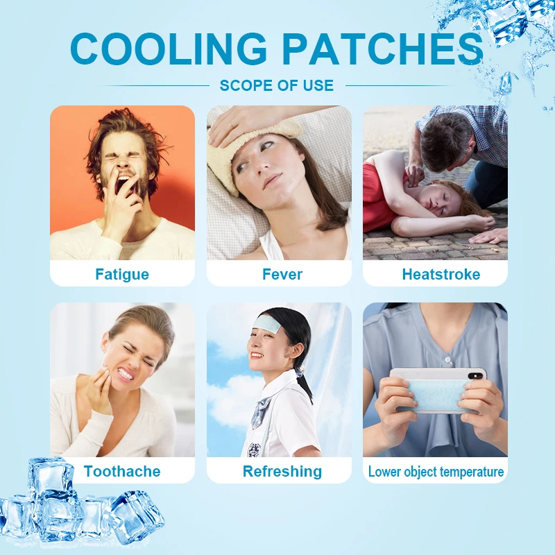 5pcs Ice Cooling Patch Soft & Cool For Forehead/Face/Neck Cooling Essential For Home Travel Physical Cooling Cool Gel Sheet A167