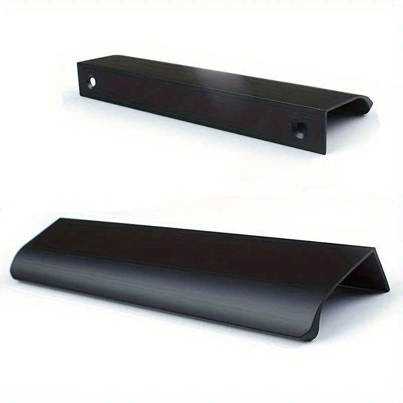 4pcs Cabinet Kitchen Hidden Drawer Pull Aluminum Door Handle Black Cabinet Handle Finger Edge Pull Hidden Cabinet Finger Pull