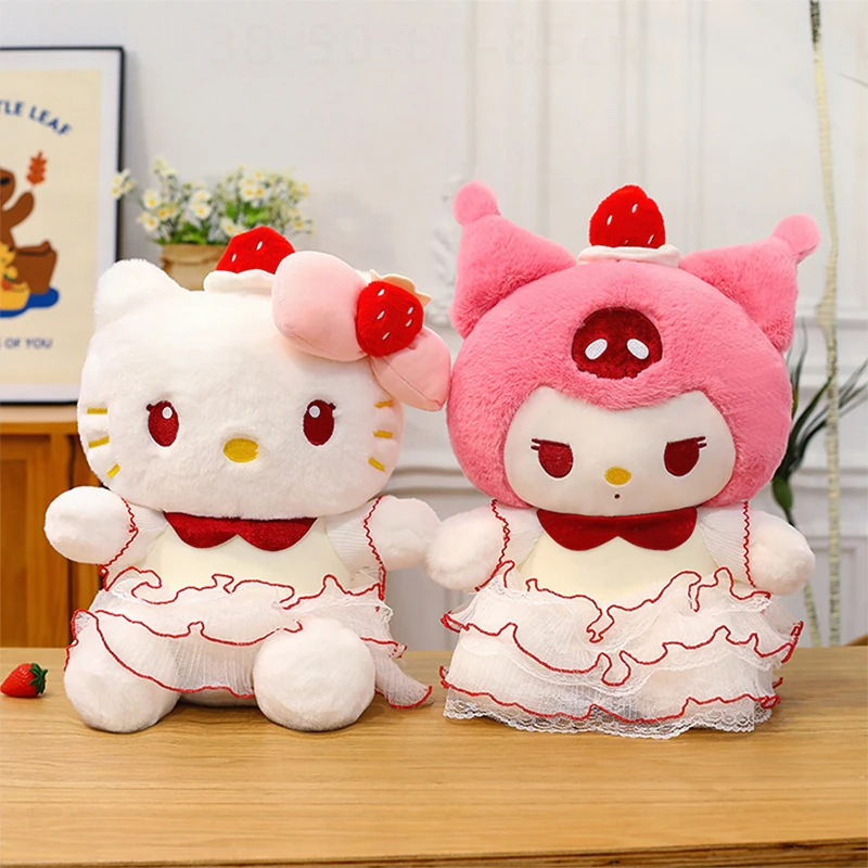 

Plush Strawberry Cake Kitty Cat Doll with Birthday Hat Keroppi Ktt Cat Stuffed Toy for Kids Girls Birthday Gift Perfect Present