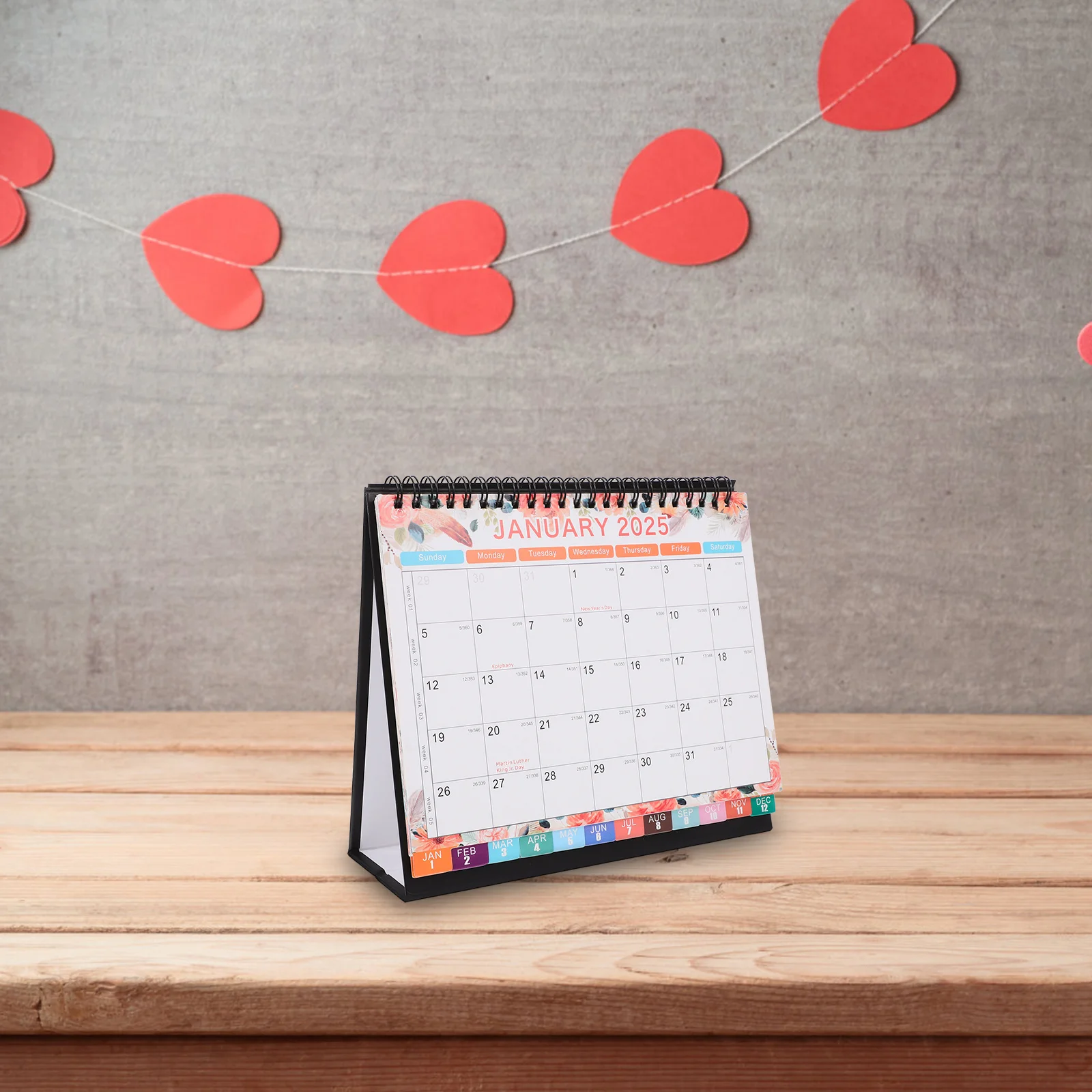 

2025 Desk Calendar English Version Standing Flip Spiral Daily Schedule Planner Compact Desktop Calendar Office Home Use