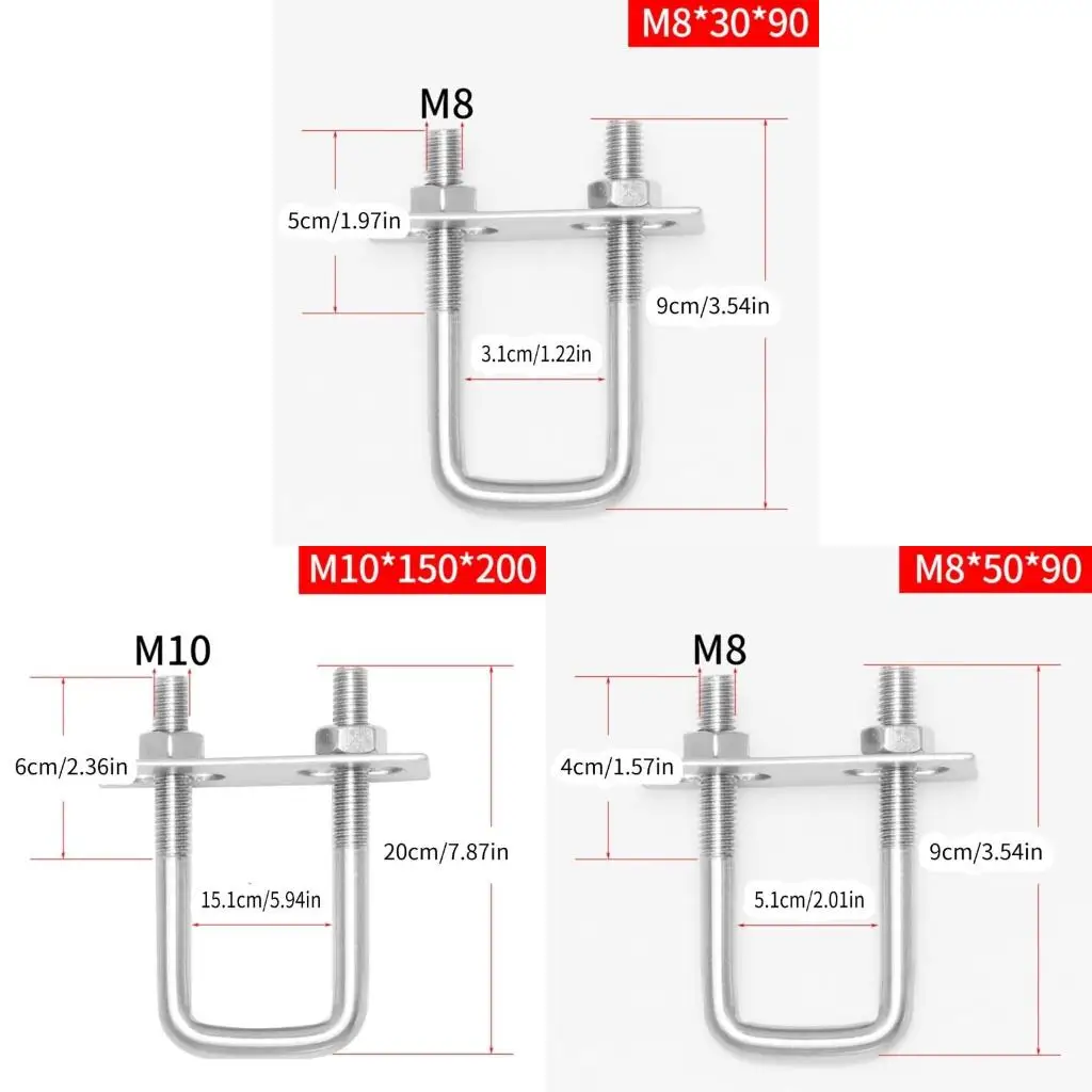  Practical Screws Convenient Eye Bolt Square Bolts Stainless Steel for Outdoor