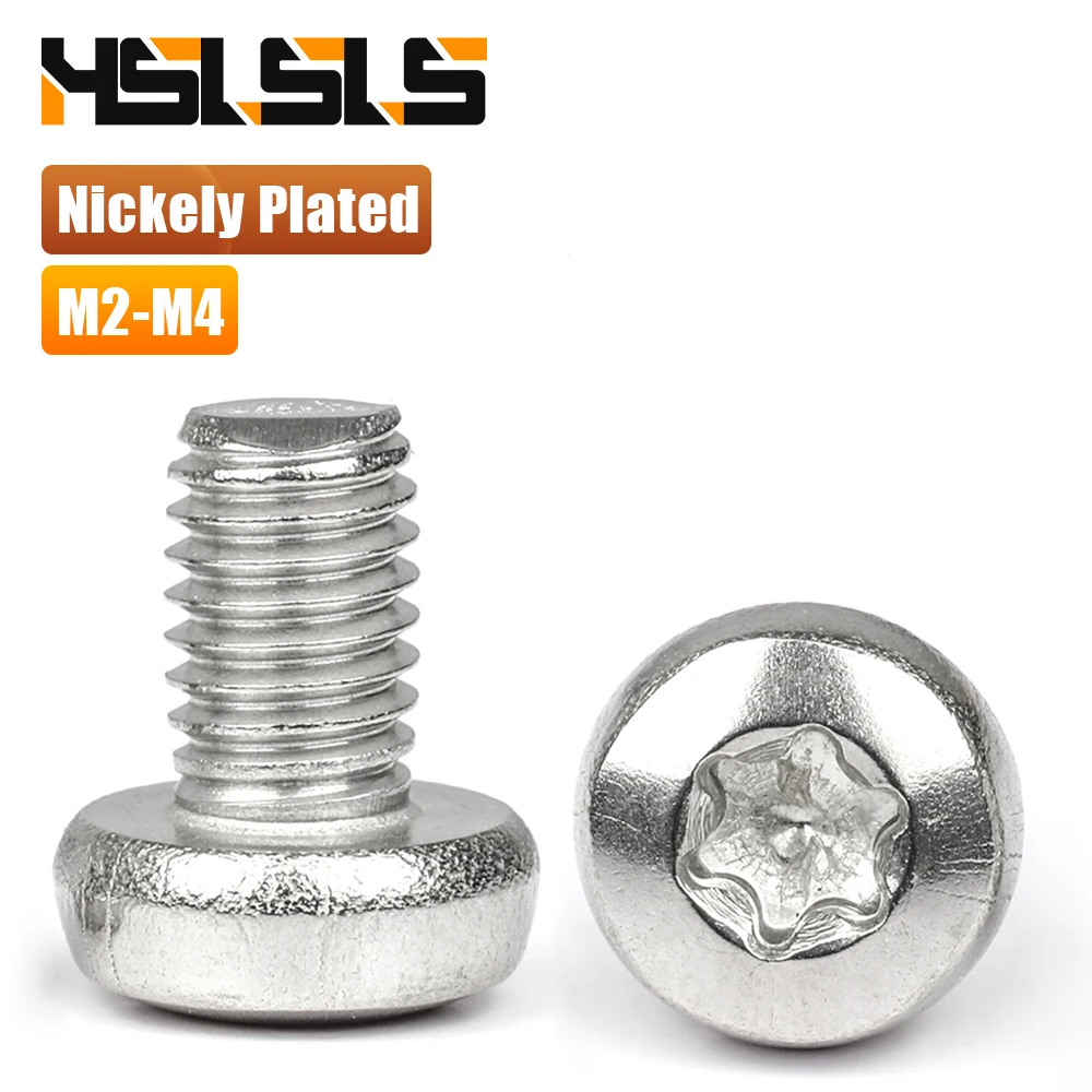 10.9 Nickel Plated Steel Star Drive Pan Head Torx Screw M2 M2.5 M3 M4 Six Lobe Torx Round Head Screw for Toy Aircraft Furniture