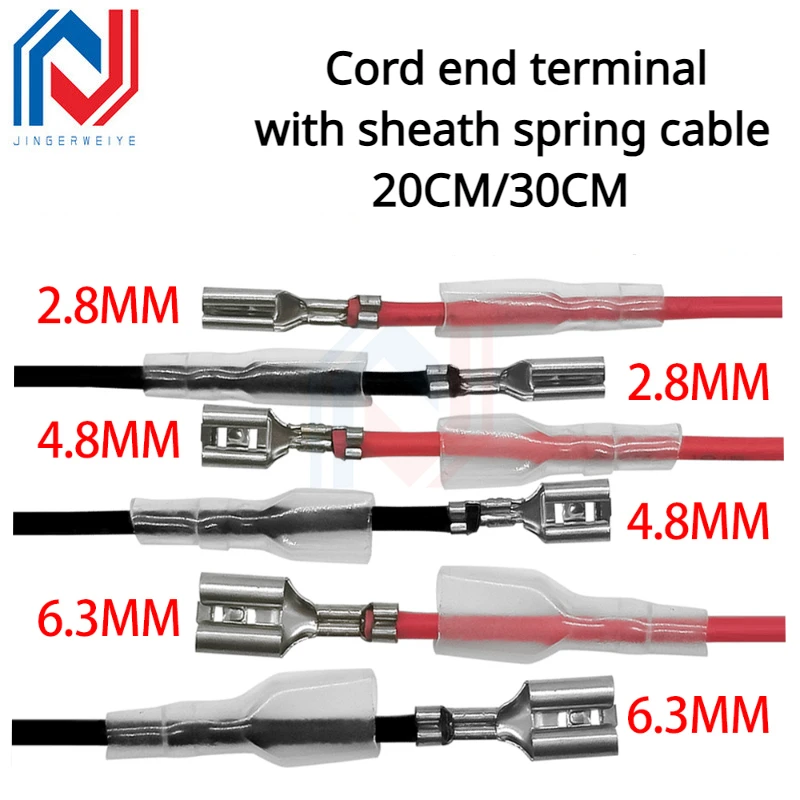 10pcs/Lot Single-ended double-ended 2.8MM/4.8MM/6.3MM spring belt cable Cable Cord end terminal with sheath spring cable
