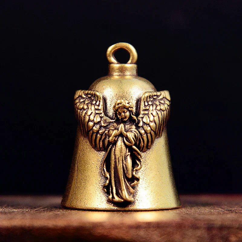 Brass Angel Fashion Guardian Motorcycle Keychain Men s Exorcist Jewelry High Quality Durable Material Easy To Install