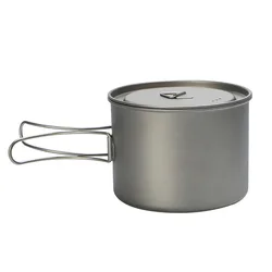 Outdoor Picnic Titanium Cooking Pot 750ml 900ml Hanging Handle Portable Camping Pot