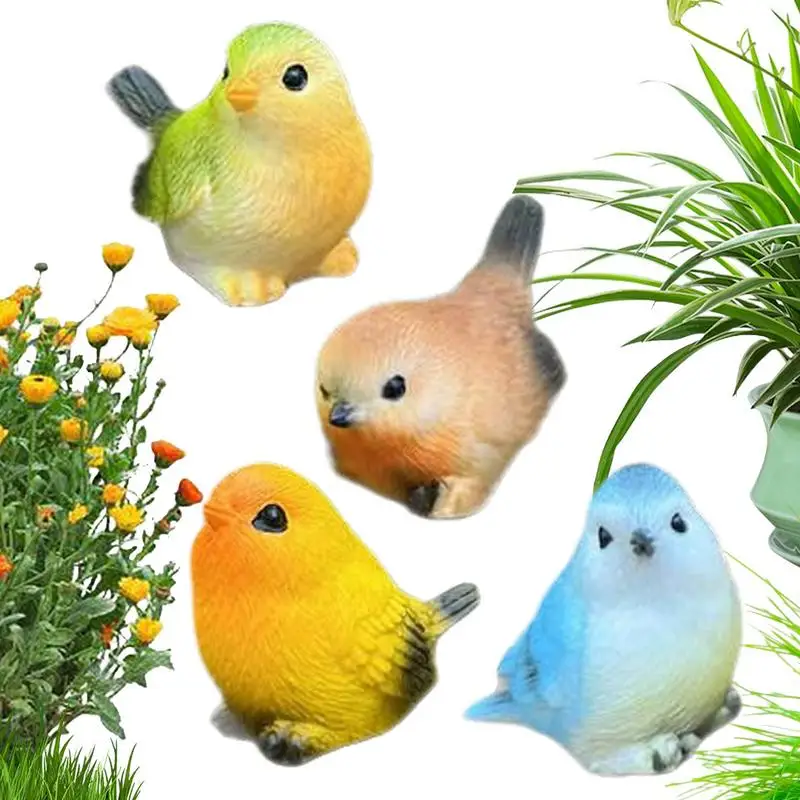 

Resin Birds 4X Bird Outdoor Decor Realistic Resin Sculpture Decorative Sparrow Figurine For Home Farmhouse Porch Yard Lawn