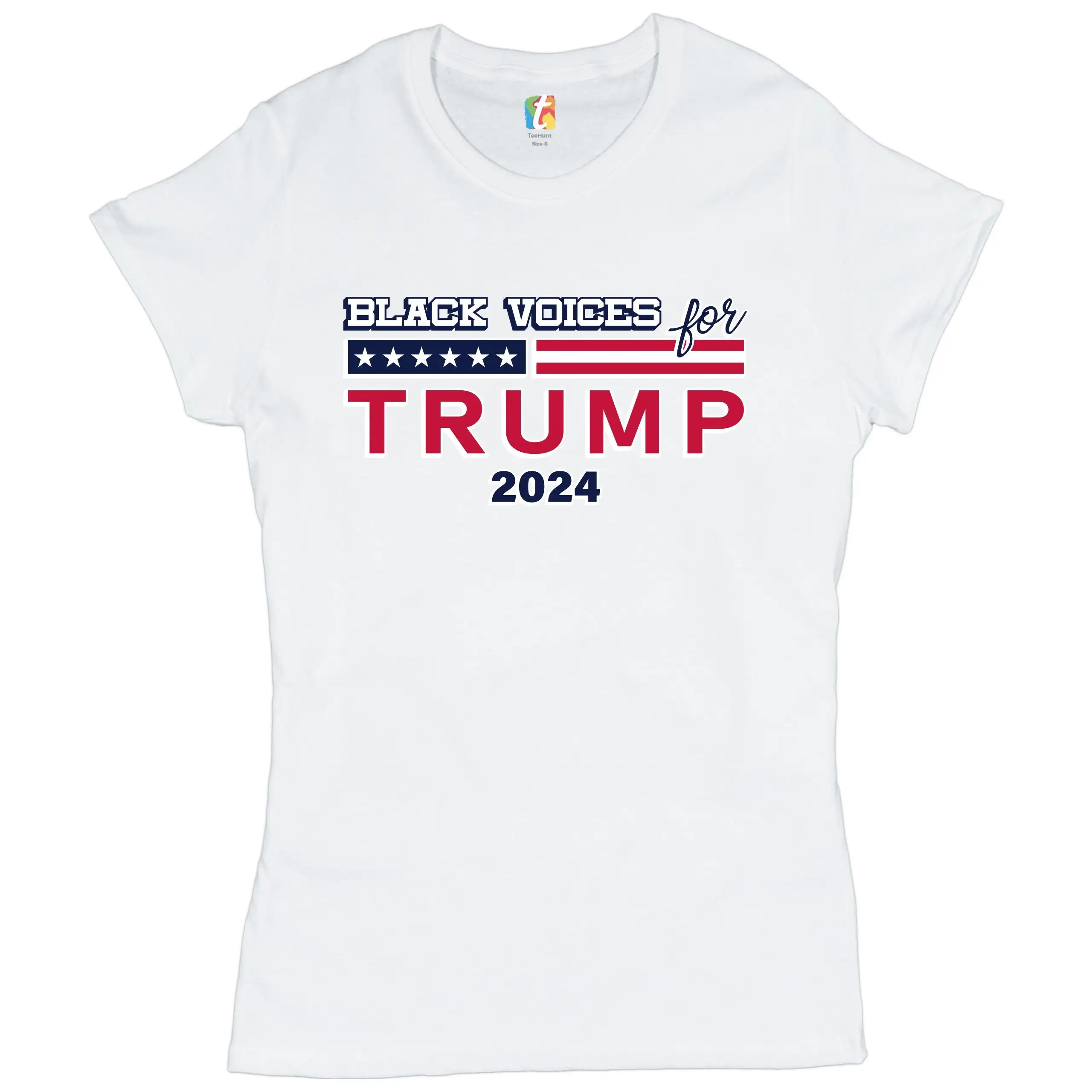 Black Voices For Trump T Shirt Donald 2024 Stars and Stripes Women's