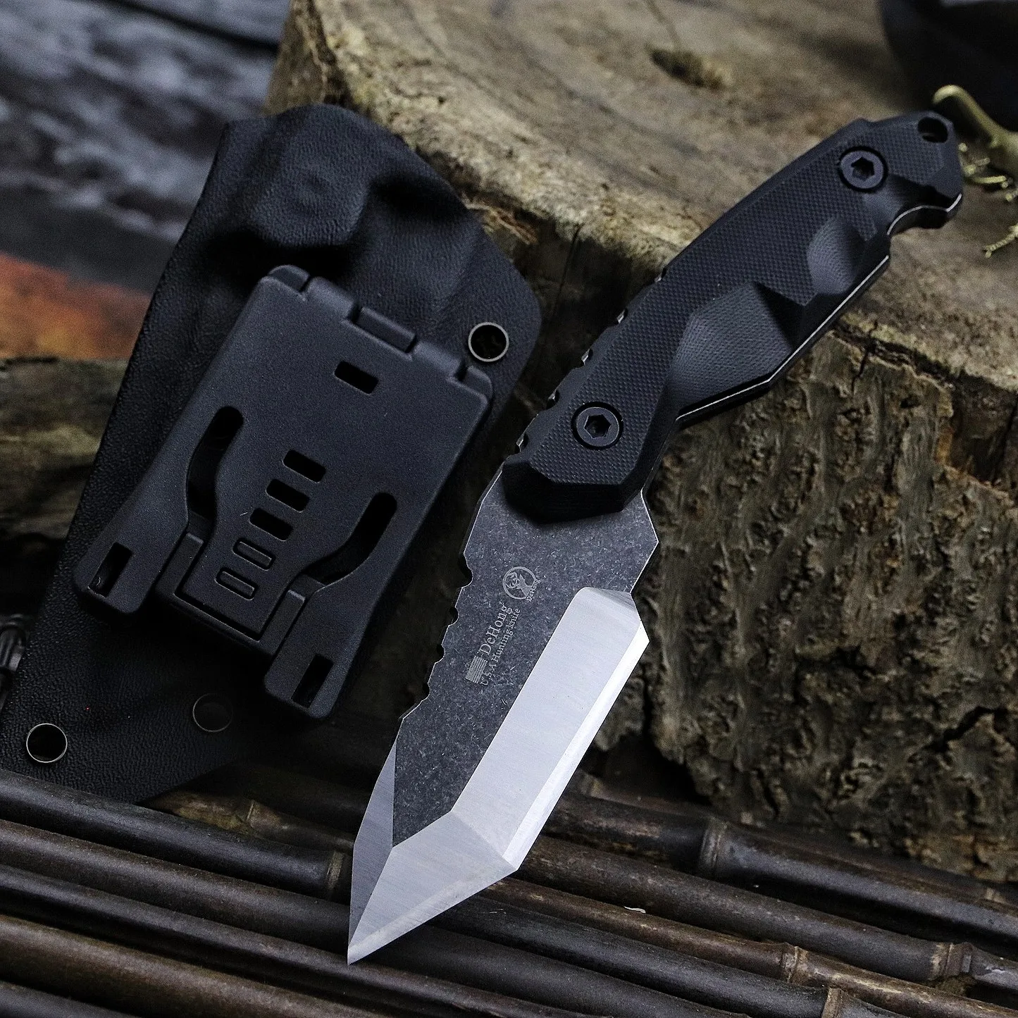 American D2 Steel Axzd-E2 Multifunctional Tactical All-in-one Straight Knife Jungle Hunting Knife Tool Knife