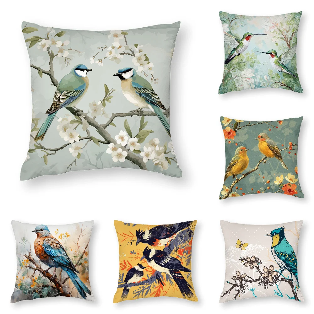 

Bird Painting Art Pillow Case 3D Print Polyester Fiber 45*45 cm Home Sofa Throw Pillow Cover Decoration Festival Gift