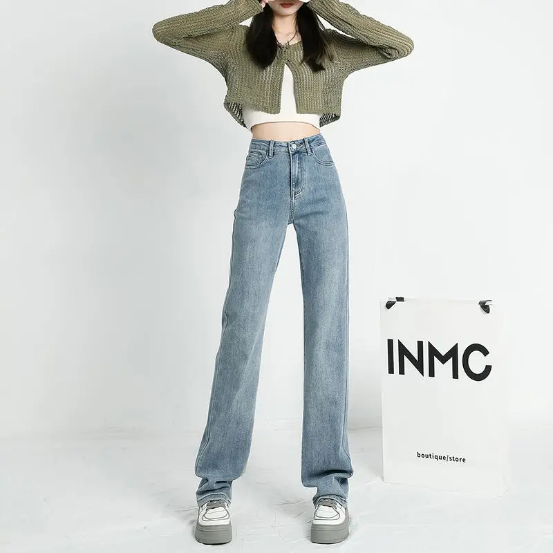 Bông Tai Kẹp Túi Miếng Dán Cường Lực Quần Baggy Jeans Nữ Thu Đông 20223 Đen Ống Rộng Denim Quần Người Phụ Nữ Dạo Phố Rời Quần Q313