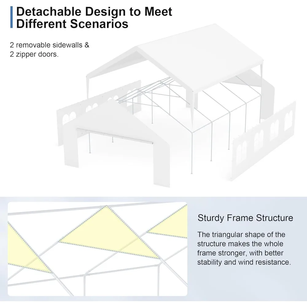 الثقيلة 20x26 منفذ السيارة كبير المعادن المأوى السيارات المحمولة المرآب المظلة خيمة للحفلات والمناسبات والمركبات الترفيهية والقوارب #5
