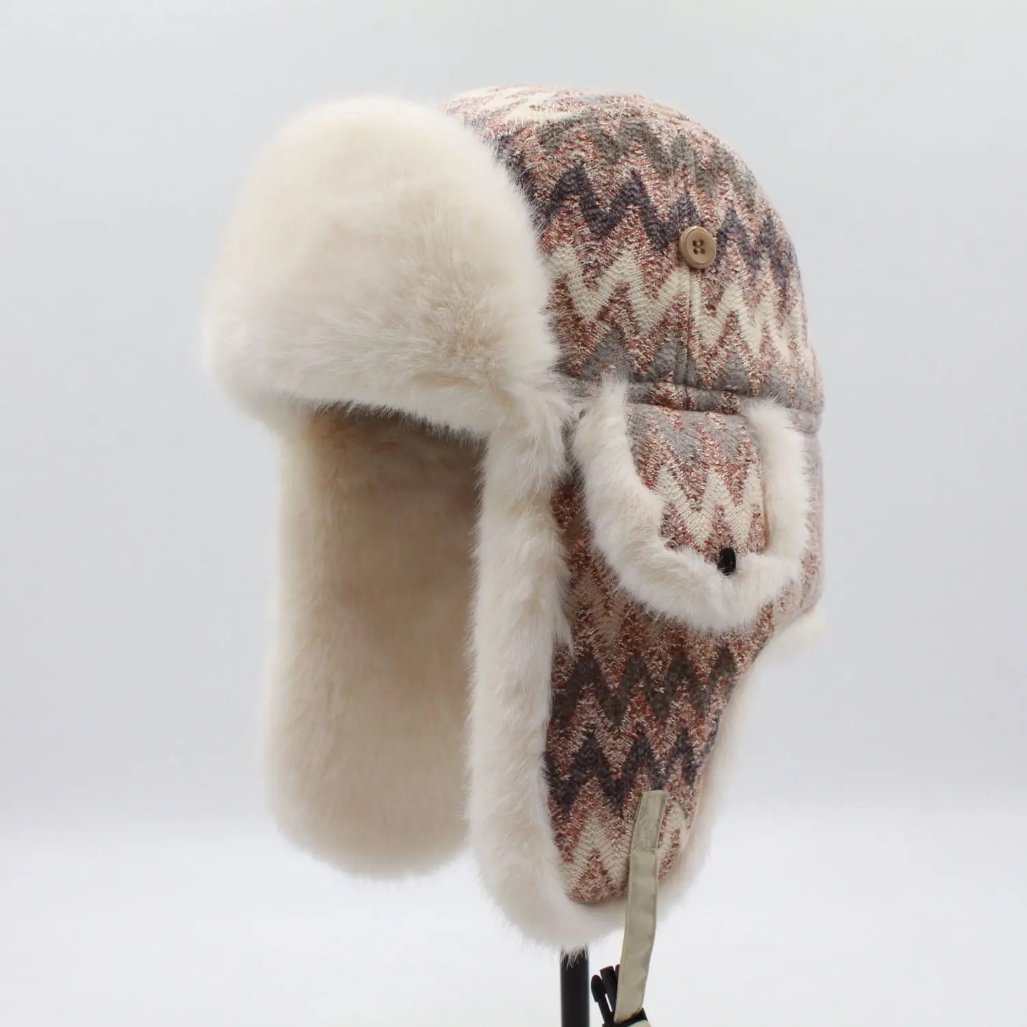 レディースニットウール帽子冬屋外サイクリングノースイーストキャップフリース裏地ファッショナブルな韓国スタイル防寒キャップ