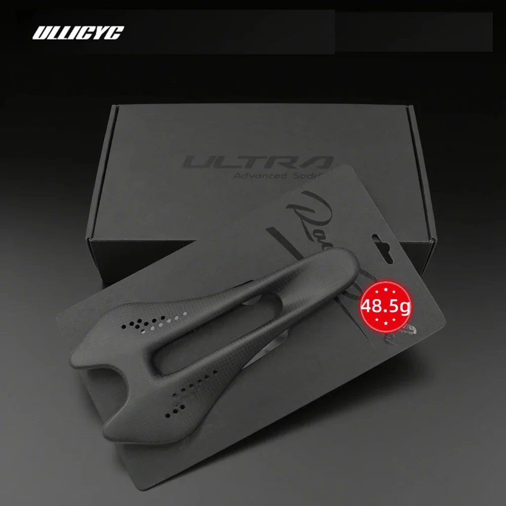 

ULLICYC Ultralight 48.5g Carbon Fiber Road Saddle 242*122mm Full Carbon Double-Track Hollow Breathable Bike Saddle