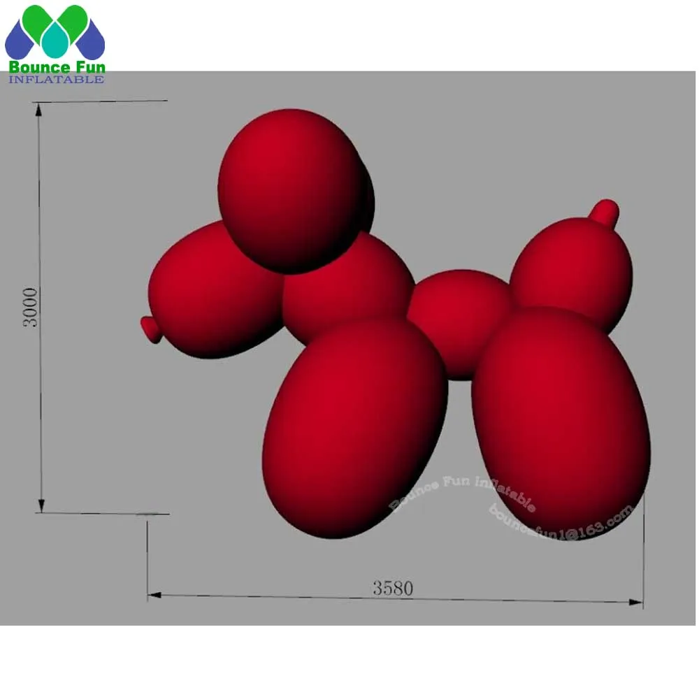 Rot glänzender riesiger aufblasbarer Hund benutzer definierte große Cartoon aufblasbare Hunde modell mit Gebläse für Werbung