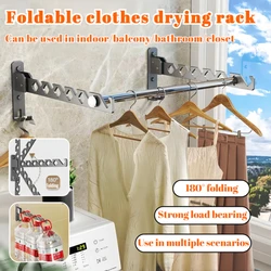 Home non perforated folding clothes rack Wall mounted retractable invisible drying rack