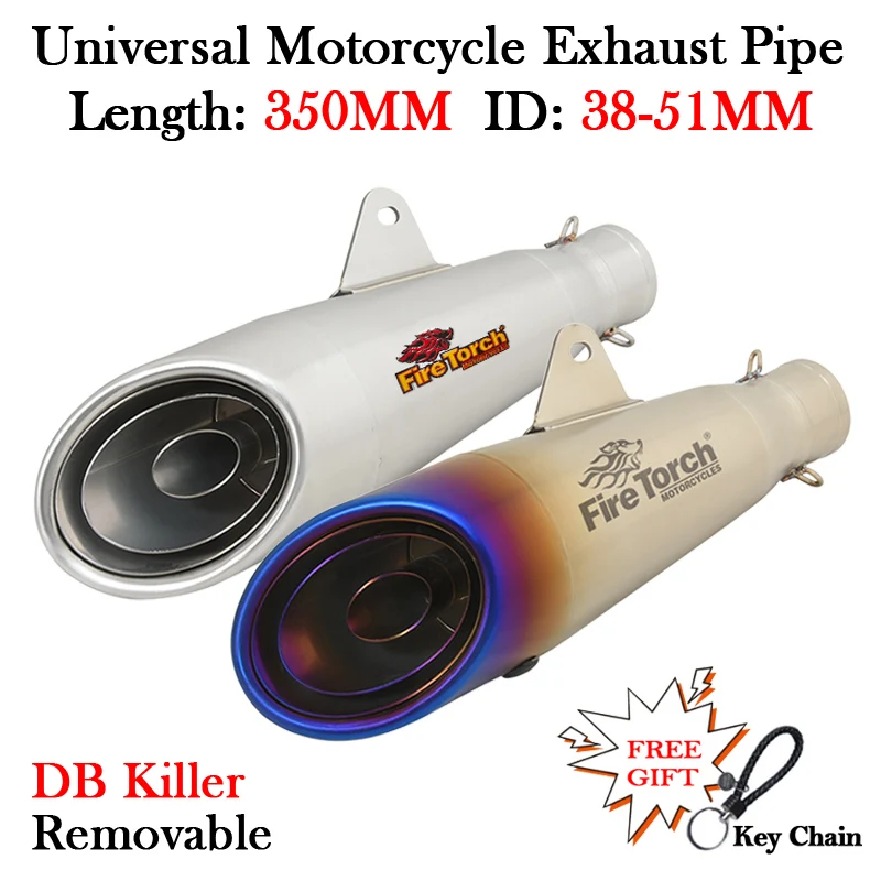 

FIRE TORCH NEW Universal Motorcycle Exhaust Pipe Modify 51MM Muffler DB Killer Escape Moto Tube For R1 TNT125 DUKE 790 890 Z900