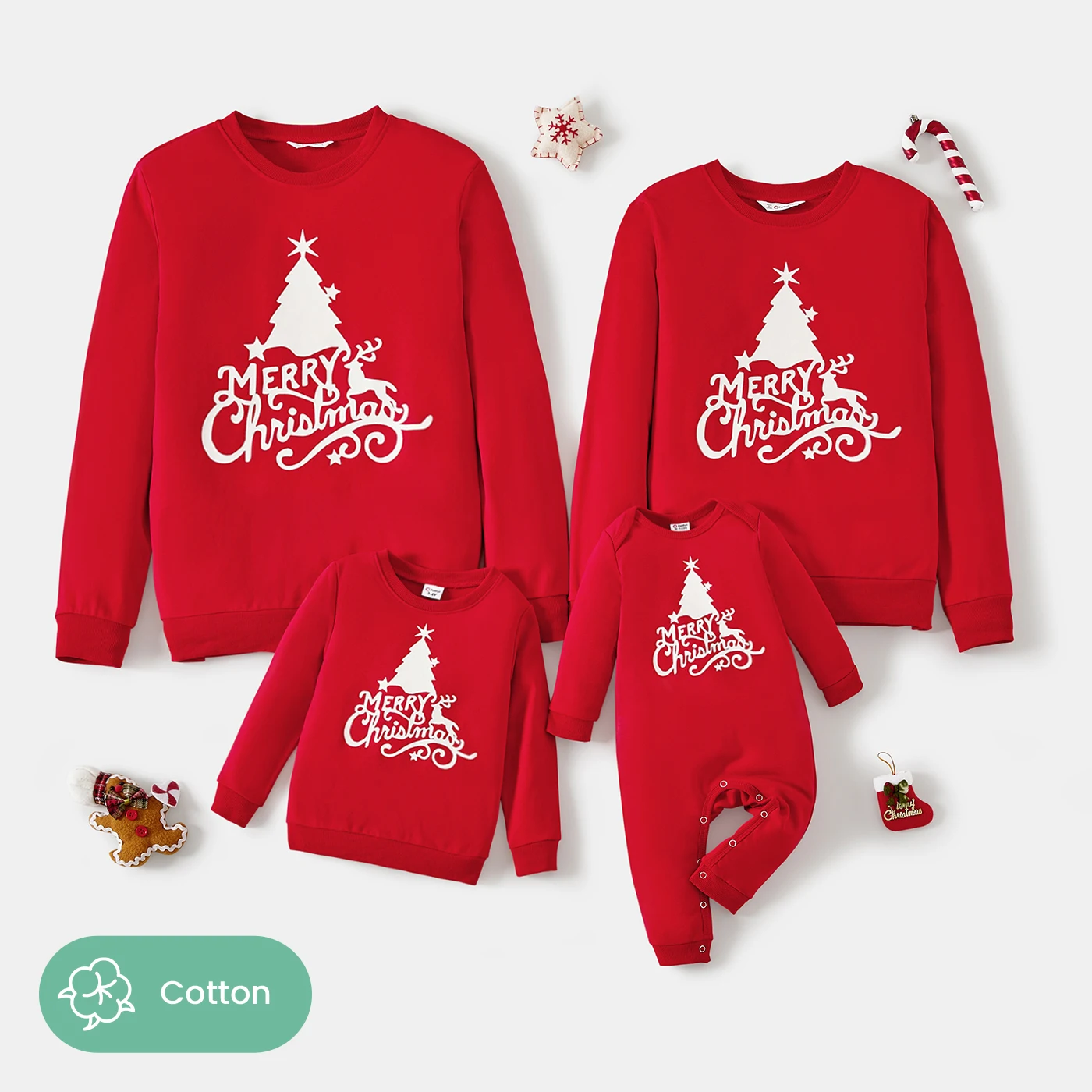 PatPat Christmas Family Matching Glow In The Dark Letters Print Long-sleeve Casual Tops