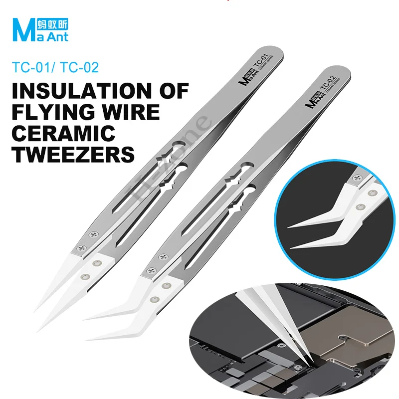 MaAnt  TC-01 TC-02 High Precision Insulation Ceramic Anti-magnetic Anti-Static Special Tweezers For Phone Flying Wire Repair