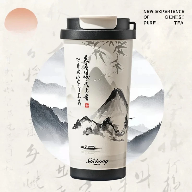 Creative Chinese Style Insulated Cup Portable Office Dual Drinking Travel Mug High-Value Ceramic Inner Liner Coffee Cup