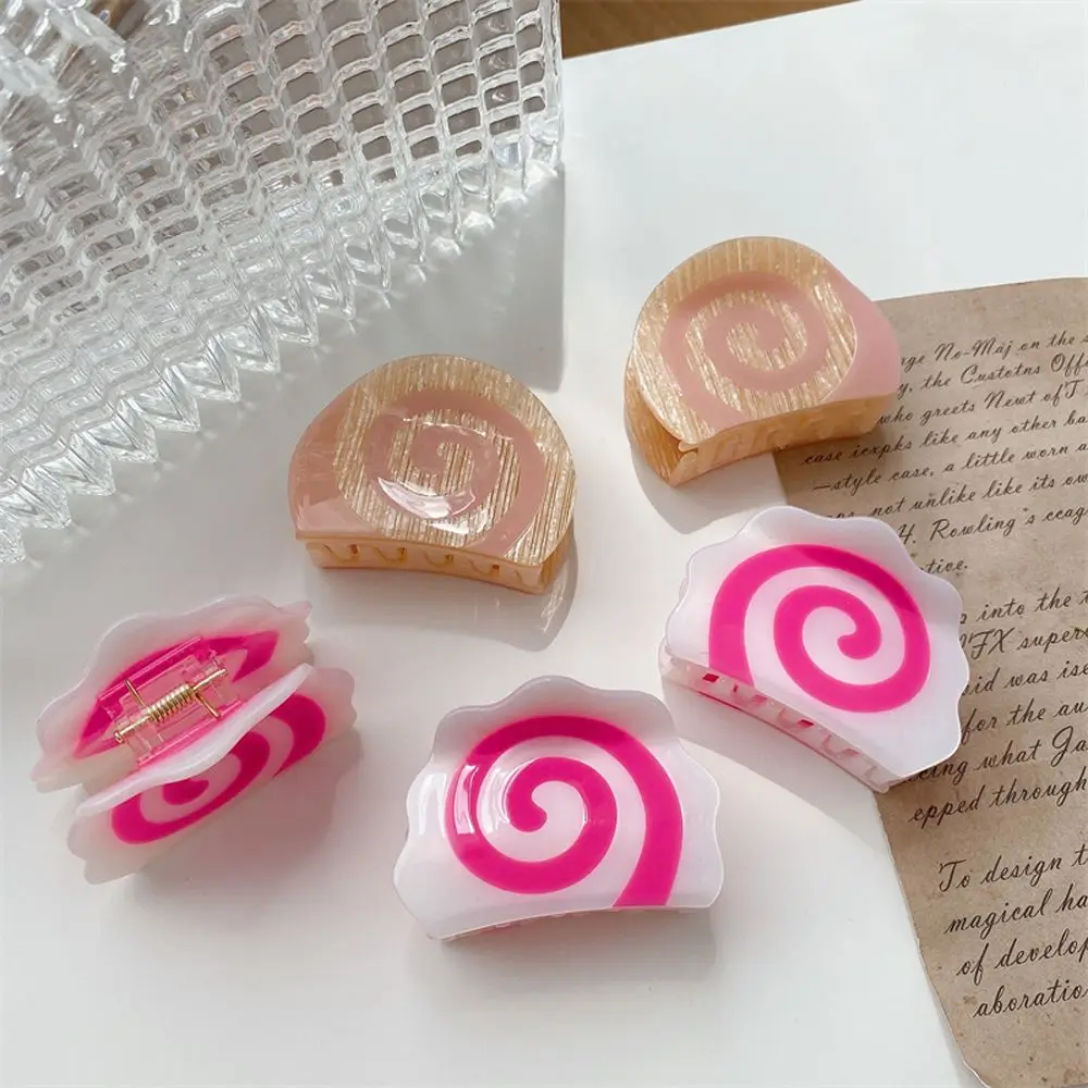 Girls Sweet Daily Spiral Hair Claw Kamaboko Barrettes Acetic Acid Hair Claw Women Hair Accessories Korean Style Hair Clip