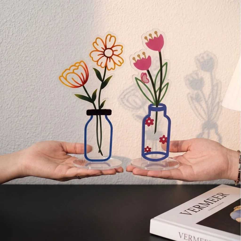 Acrylic Decorative Ornament Integrated Floral Home Decor Freestanding Vase Decor Vase Shaped Acrylic Vase Shaped Ornament