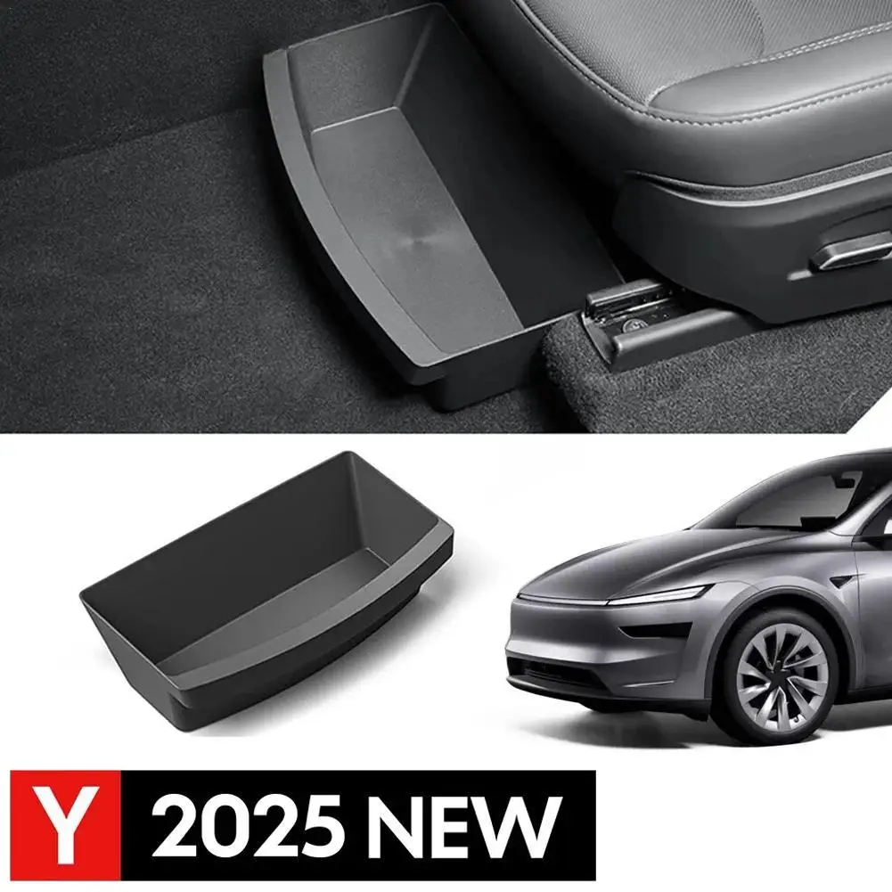 

New For Tesla 2025 Model Y Front Seats Under Seat Drawer TPE Storage Box Storage Box Interior Decoration Accessories