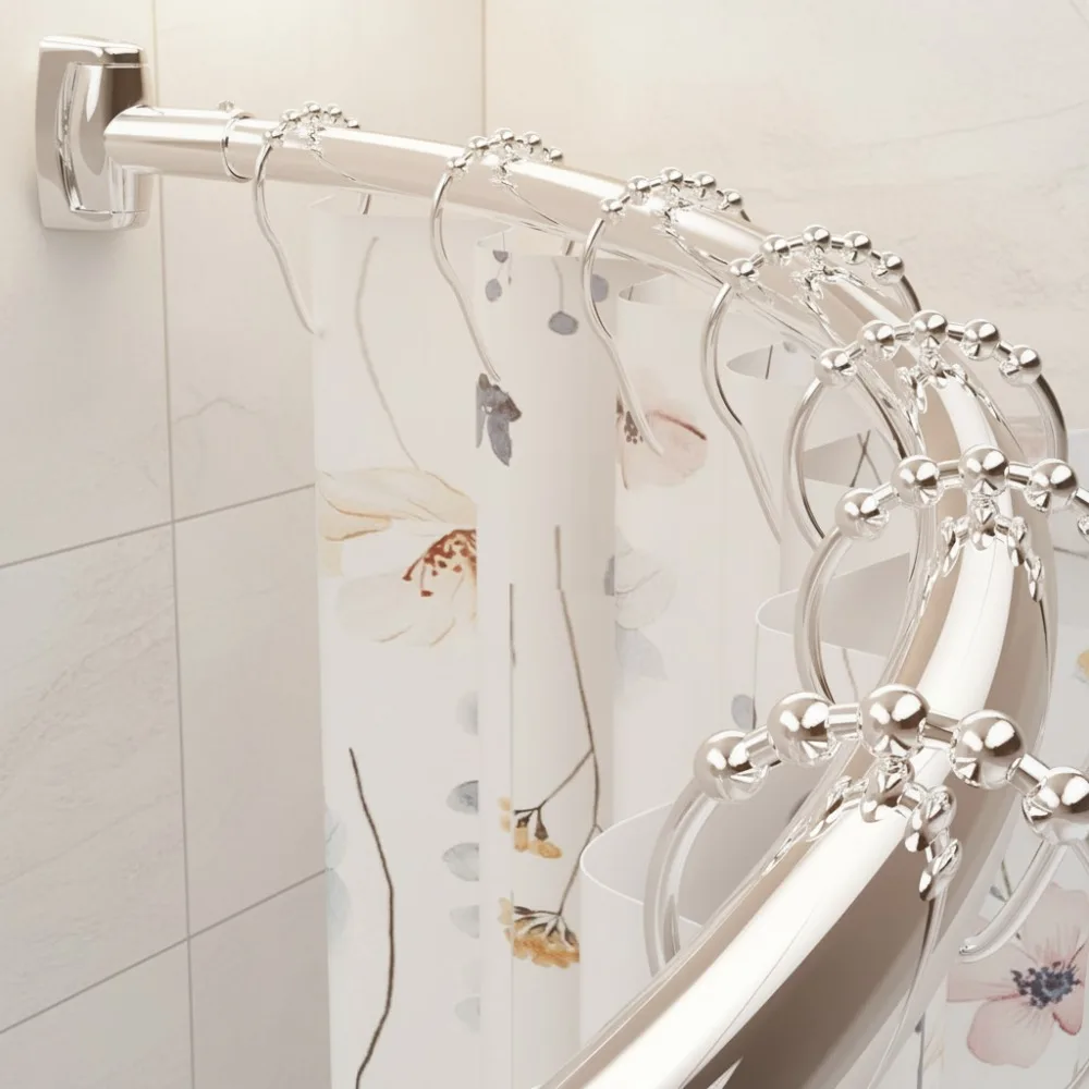 

Adjustable 50-85" Curved Shower Rod, Extra Wide Rustproof Stainless Steel, Easy Install Bathroom Upgrade