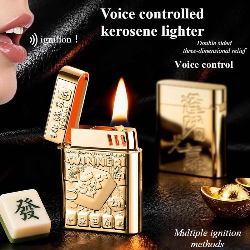 

Интеллектуальная зажигалка с голосовым управлением, перезаряжаемая через Type-C, элегантная металлическая зажигалка с открытым пламенем, мужской деловой подарок
