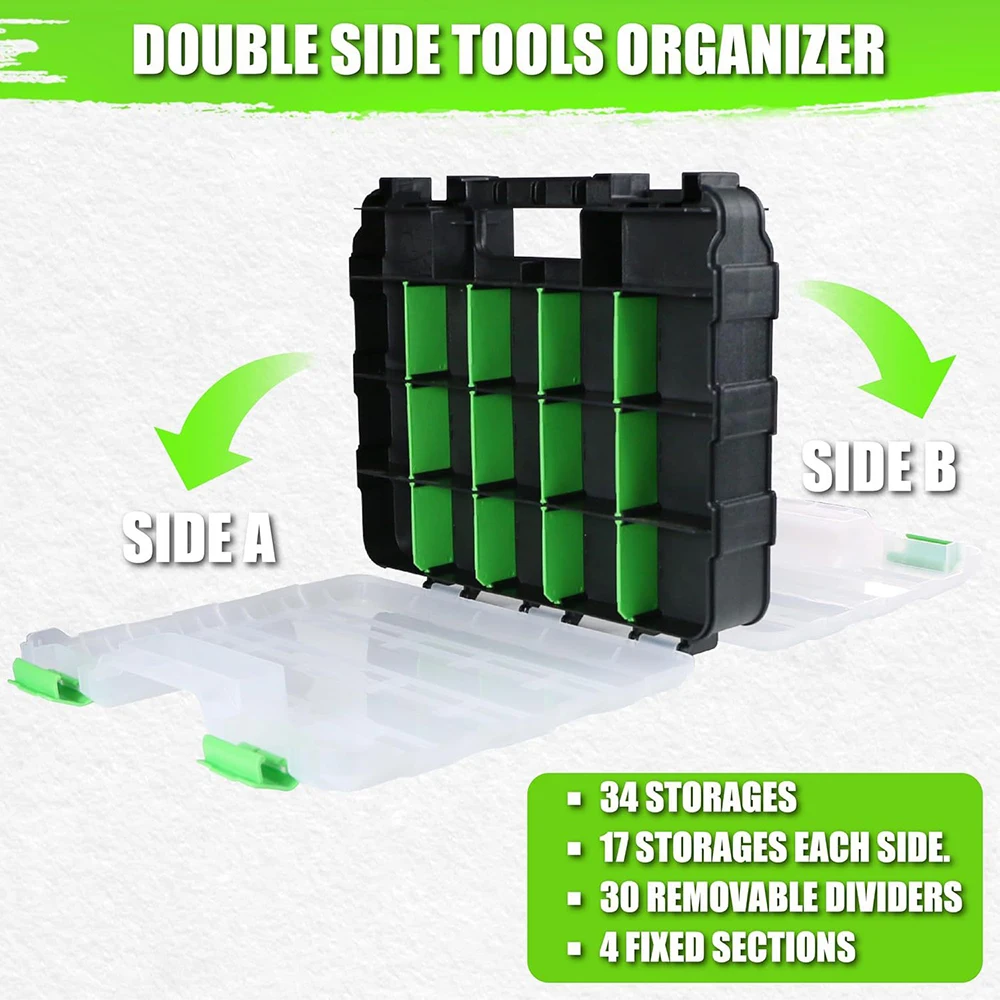 Double-sided Carrying Toolbox Organizer Multipurpose Screw Storage Classifier Parts Plastic Drawer Tools Workshop Storage Boxes