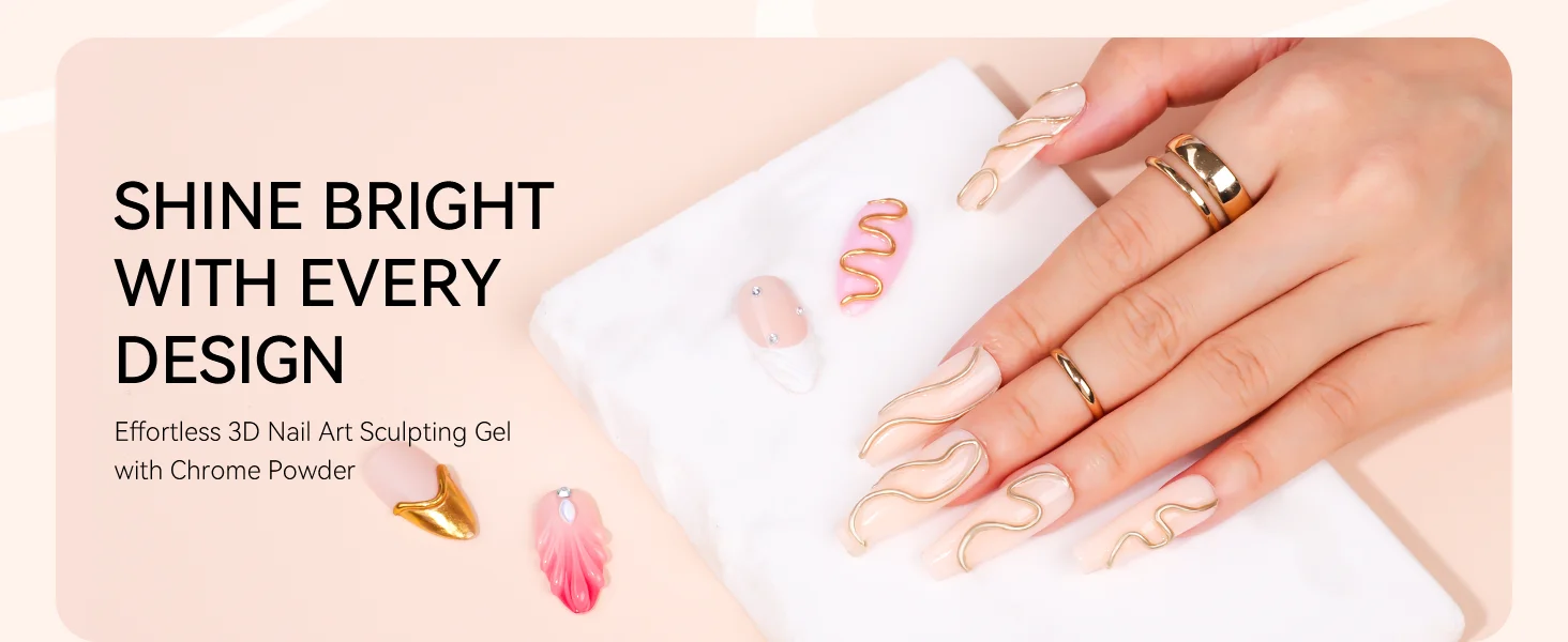 Makartt 3D Nail Gel Sculpting Gel Nail Art Glue Kit, White Craving Gel und Black Candy Molding Gel No Wipe Embossed Gel Polish – Detail 6