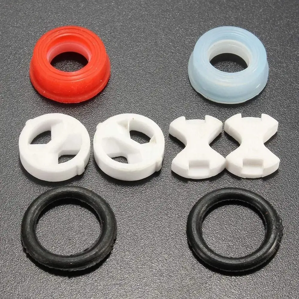 8Pcs/set Insert Ceramic Disc Silicone Washer Replacement With 2 O-ring Gasket Valve Tap Turn Set 1/2" Fits For Valve