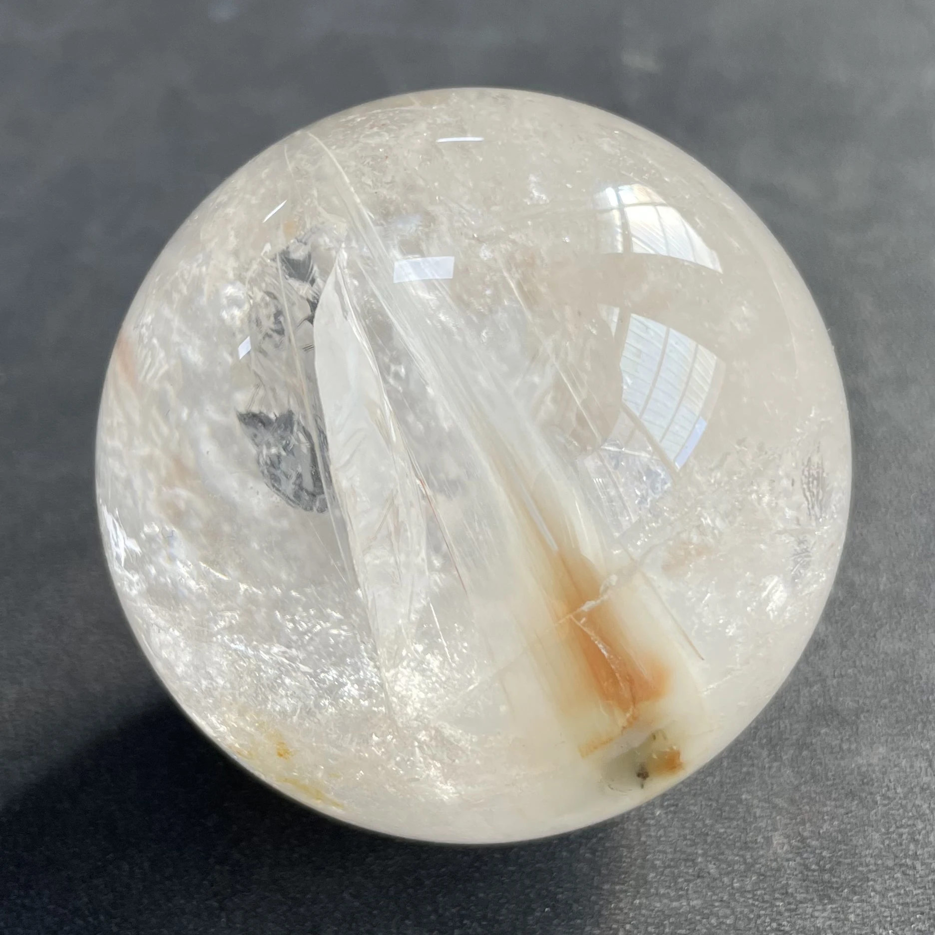 

327g Natural Stone Quartz Rutilated Sphere Polished Rabbit Hair Crystal Ball Decoration Rock Gift Reiki Healing B187