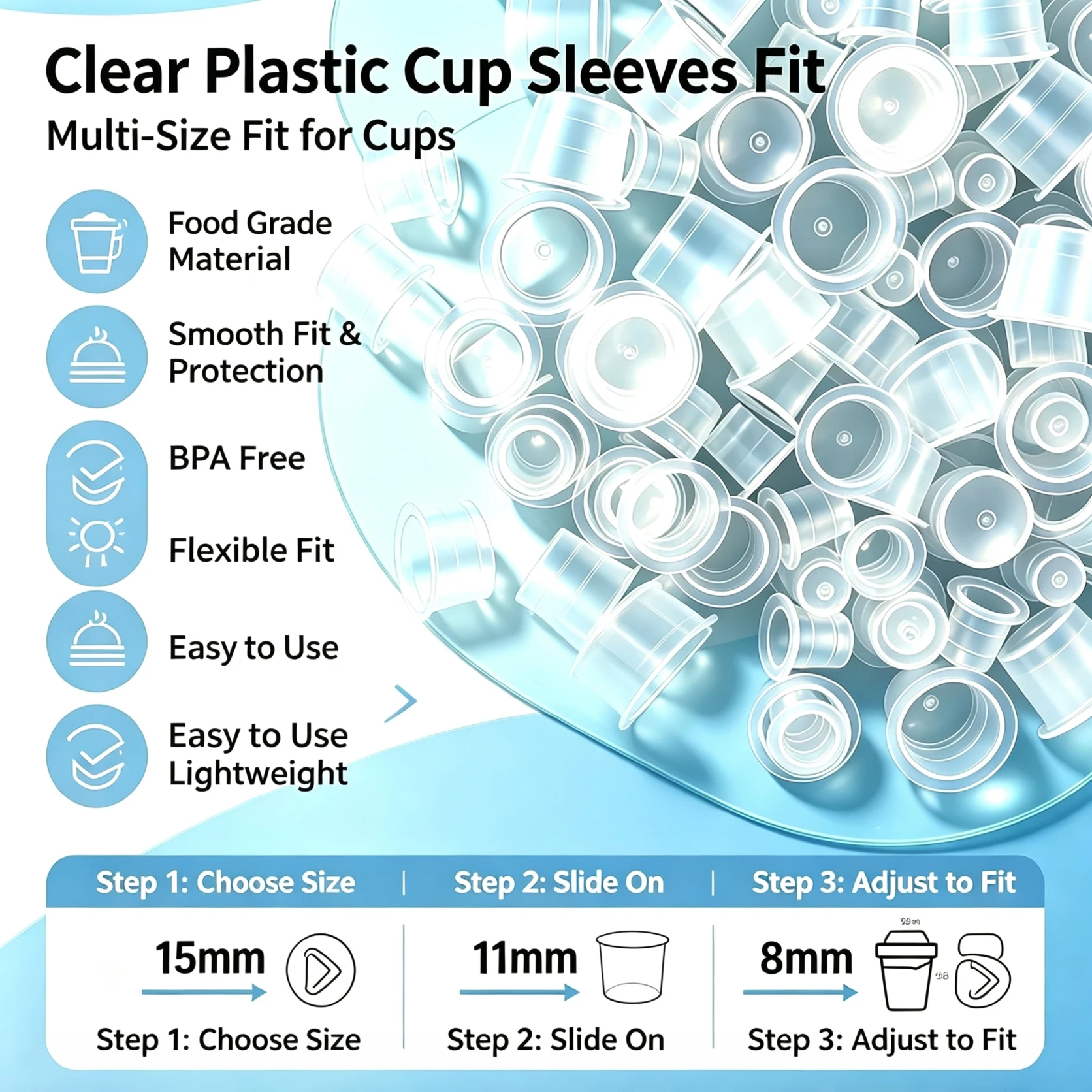 1000/500/100pcs Plastic Tattoo Ink Cups Caps 17mm 14mm 11mm Clear Self Standing Ink Caps Tattoo Pigment Cups Supply for ink