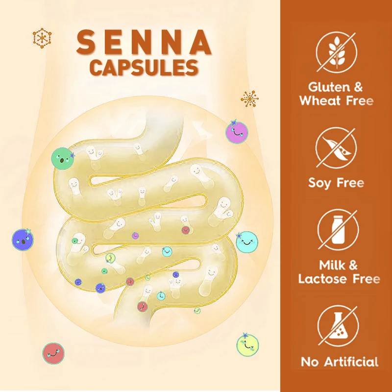 Organic Senna Capsules - for Intestinal Cleansing and Detoxification, Dietary Supplement