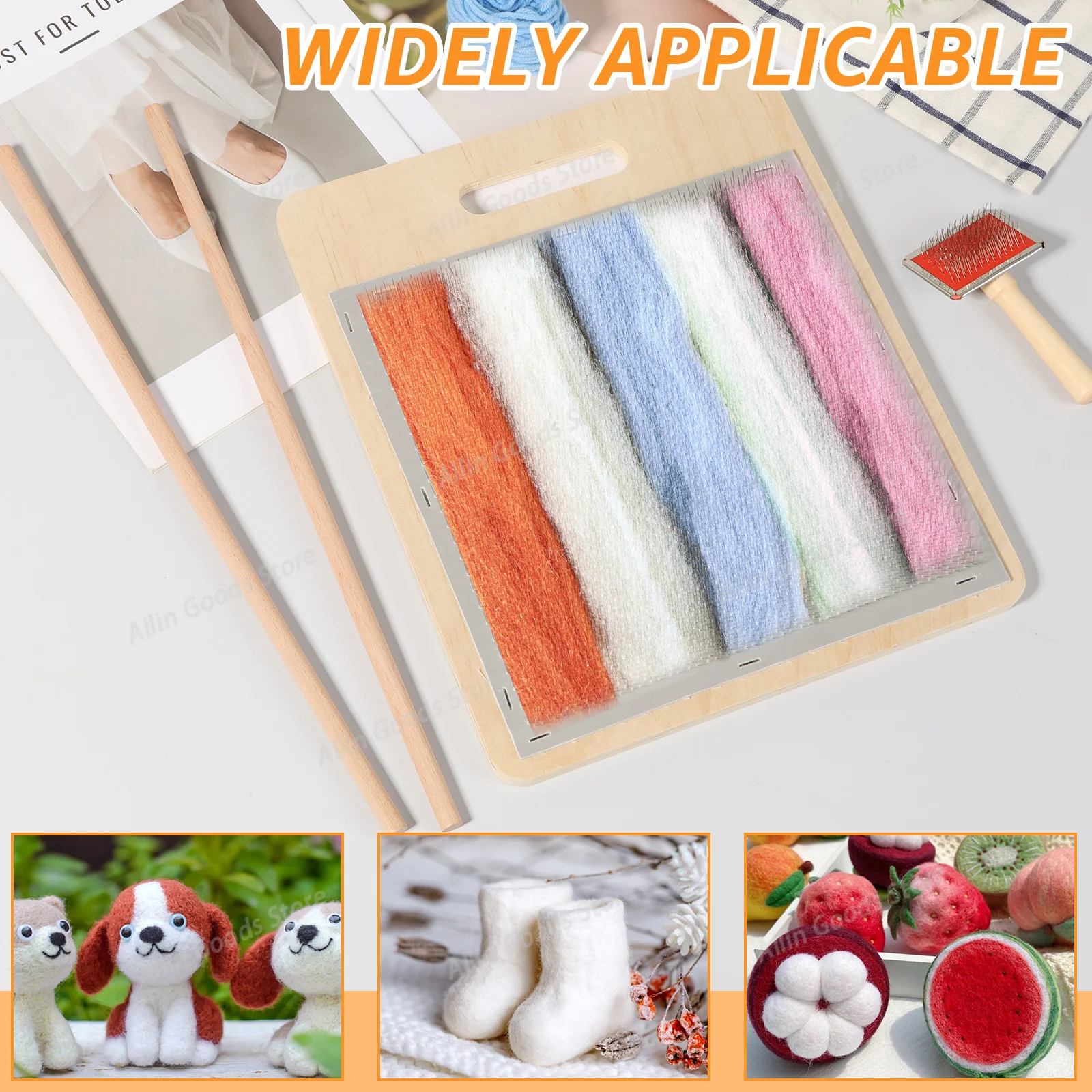 1 Set Manual Wool Carder Equipped with Wooden Handles, Fiber Combing Panel Kit for Color Blending and DIY Felting Craft