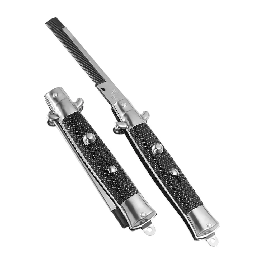

Head Barbershop Pet Modelling Press Button Switch Hair Styling Accessories Pocket Clip Folding Spring Comb Moustaches Comb