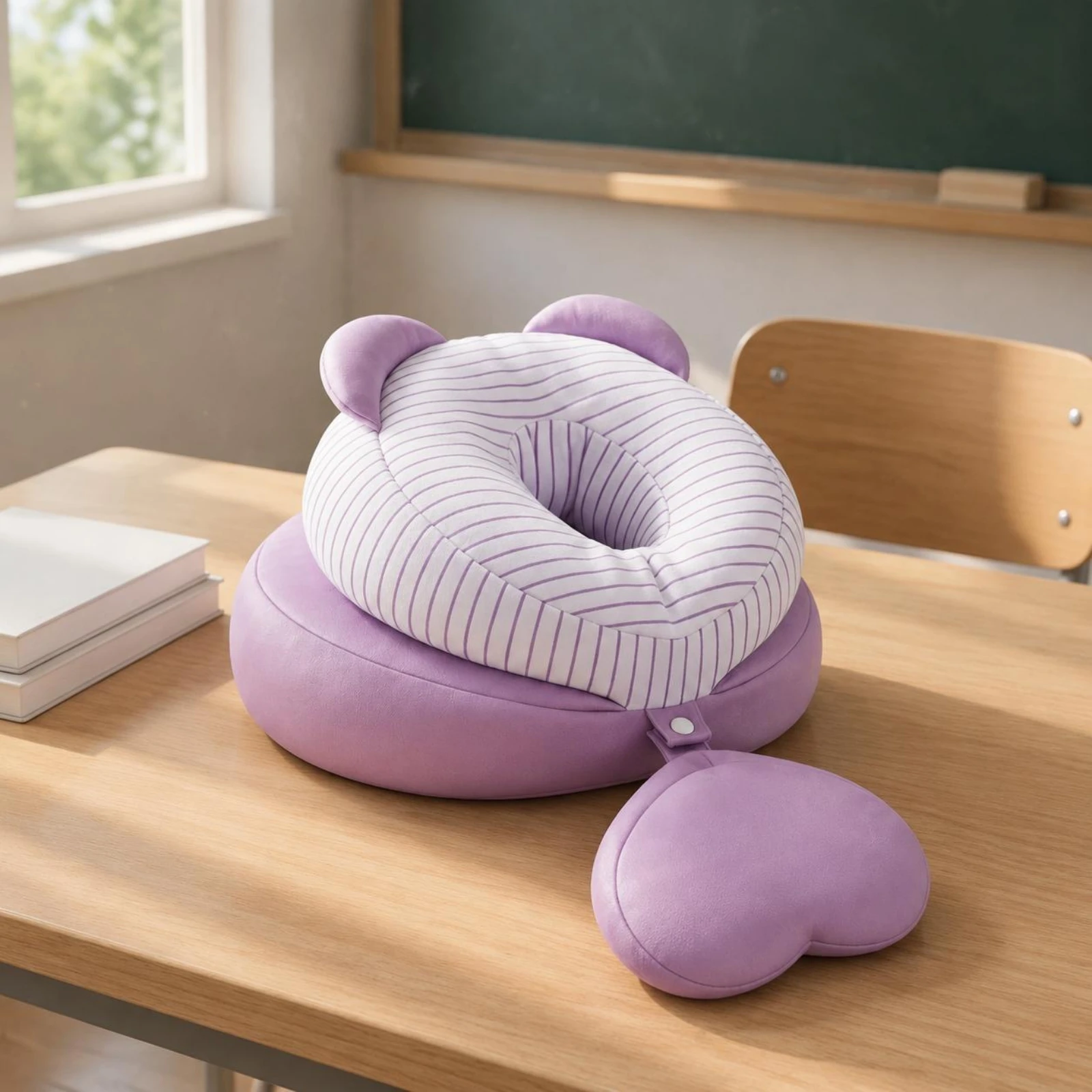 デスクレスト枕-洗える教室用レスト枕-学校用アクセサリー-クッション付きハート型-学生用