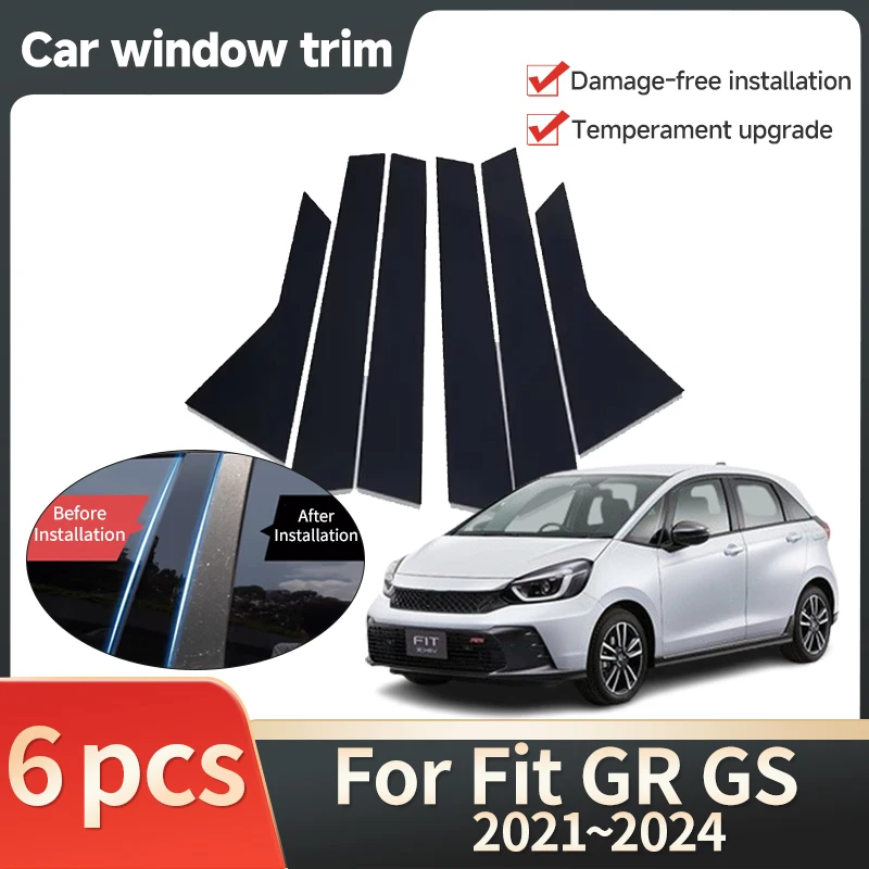 

Car Window Trim Covers for Honda Fit GR GS Jazz Life 2021 2022 2023 2024 B C Column Pillar Posts Door Black Stickers Decal Tools