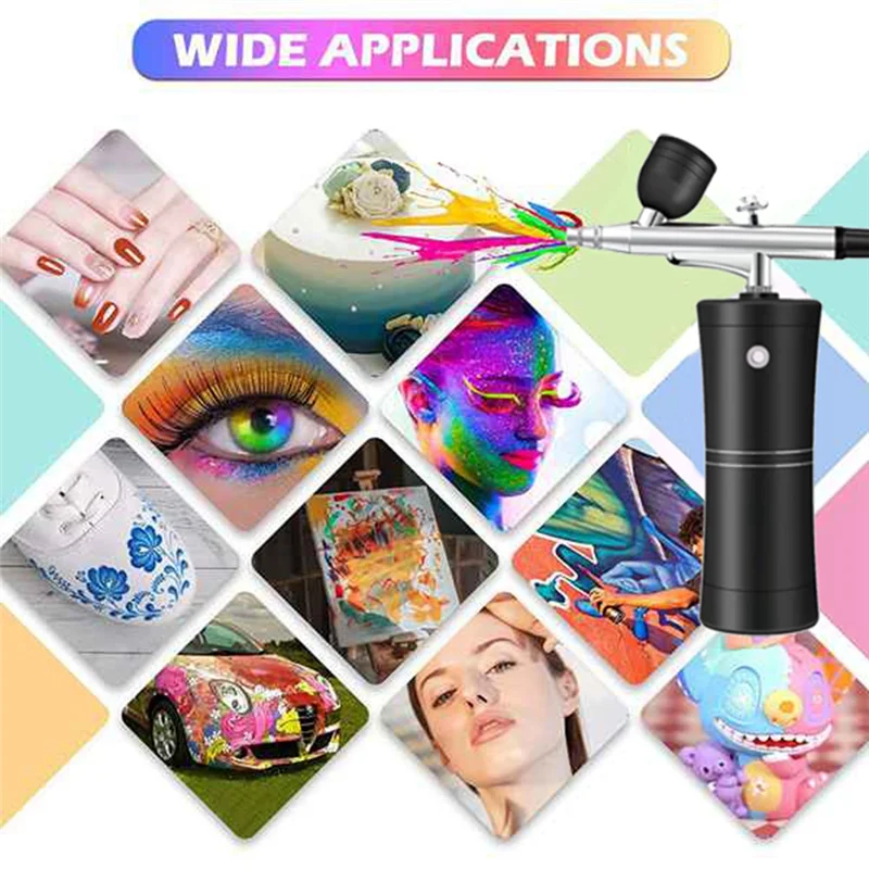 A47F-Airbrush Kit Akku-Mini-Airbrush mit Kompressor-Set mit 0,3 mm Düse, tragbare Spray-Gesichts-Make-up-Sauerstoffmaschine