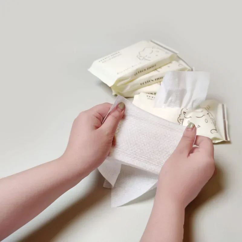 20 Stks/zak Wegwerp Gezicht Handdoek Zachte Individuele Zak Papier Tissue Gezichtsreiniging Natte Droge Make-Up Doekjes Weefsel Zakdoeken