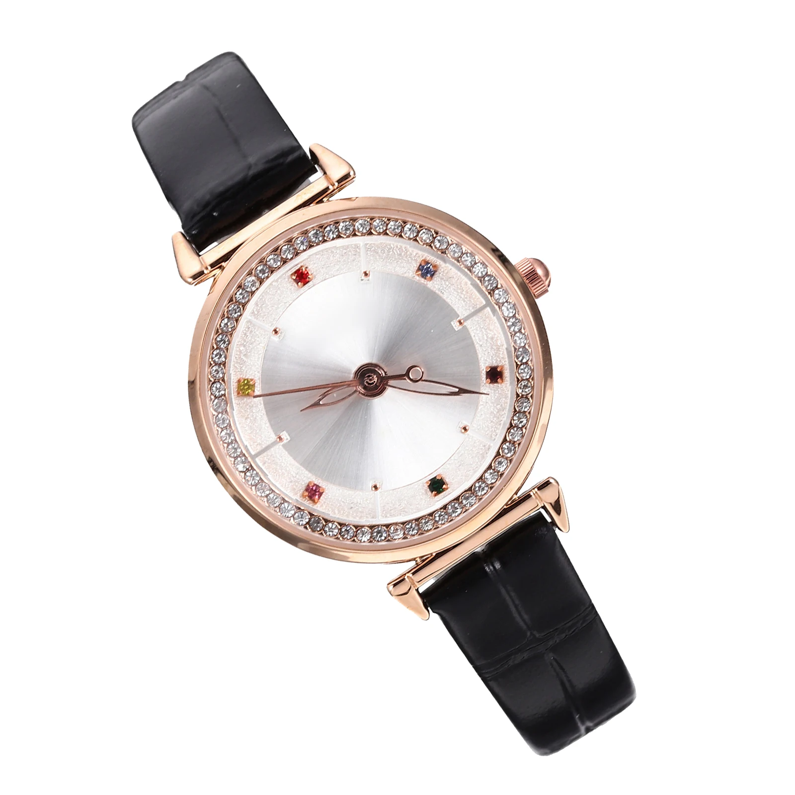

Colorful Gemstone Watches Stainless Steel Women Girl Gift Watch Wristwatch Elegant Ladies Gift Breathing Strap