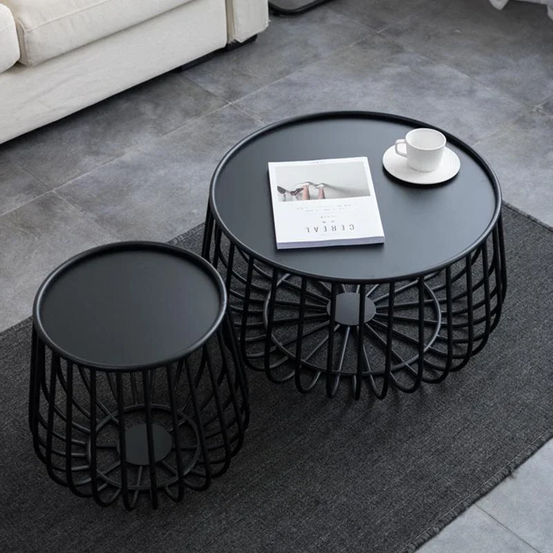 Nordic Light Luxury Wrought Iron Coffee Table Simple Modern Small Apartment Living Room Round Table Industrial Style Tables