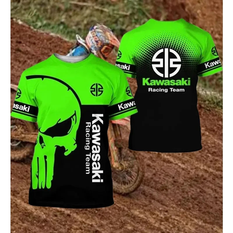 

Kawasaki's New 3D Printed T-shirt, Breathable and Quick Drying, Mountain Off-road Motorcycle Racing Sportswear