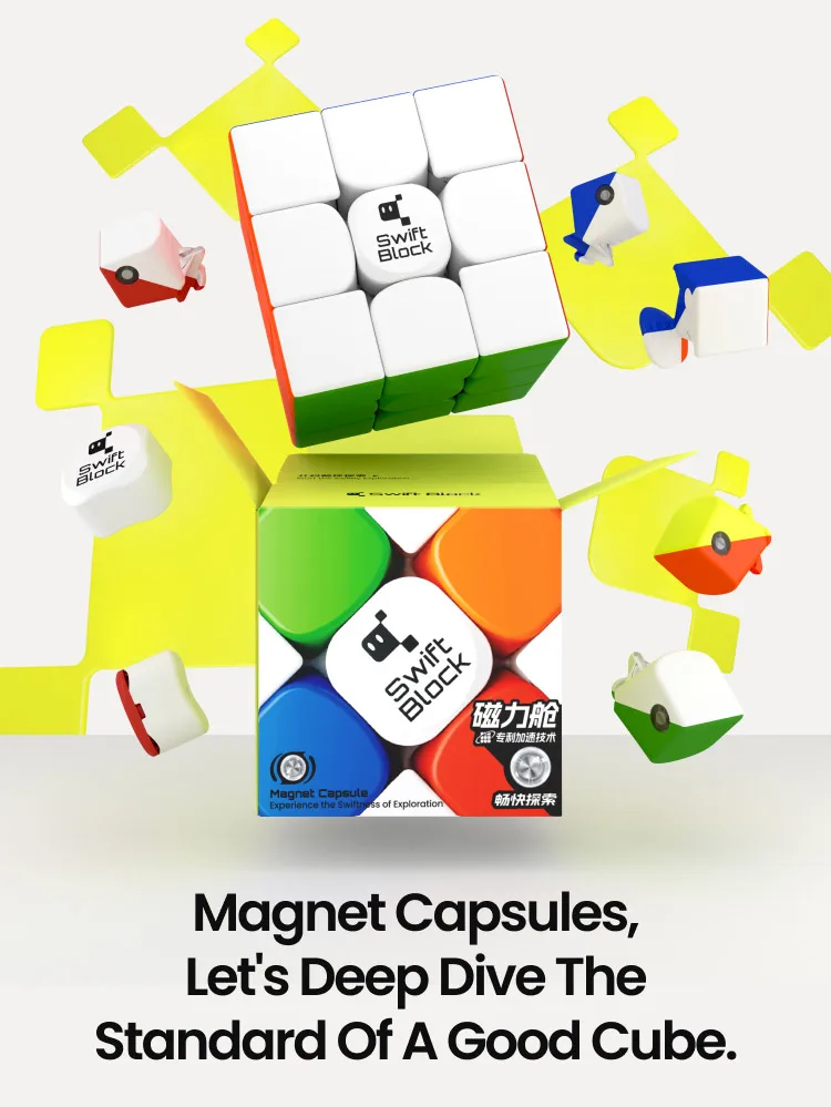 Gan Swift Block 3x3 Würfel Magnetischer Speedcube Stickerless Swift 355S 3x3 Professioneller Zauberwürfel Gan Magnetisches Spielzeug – Detail 6
