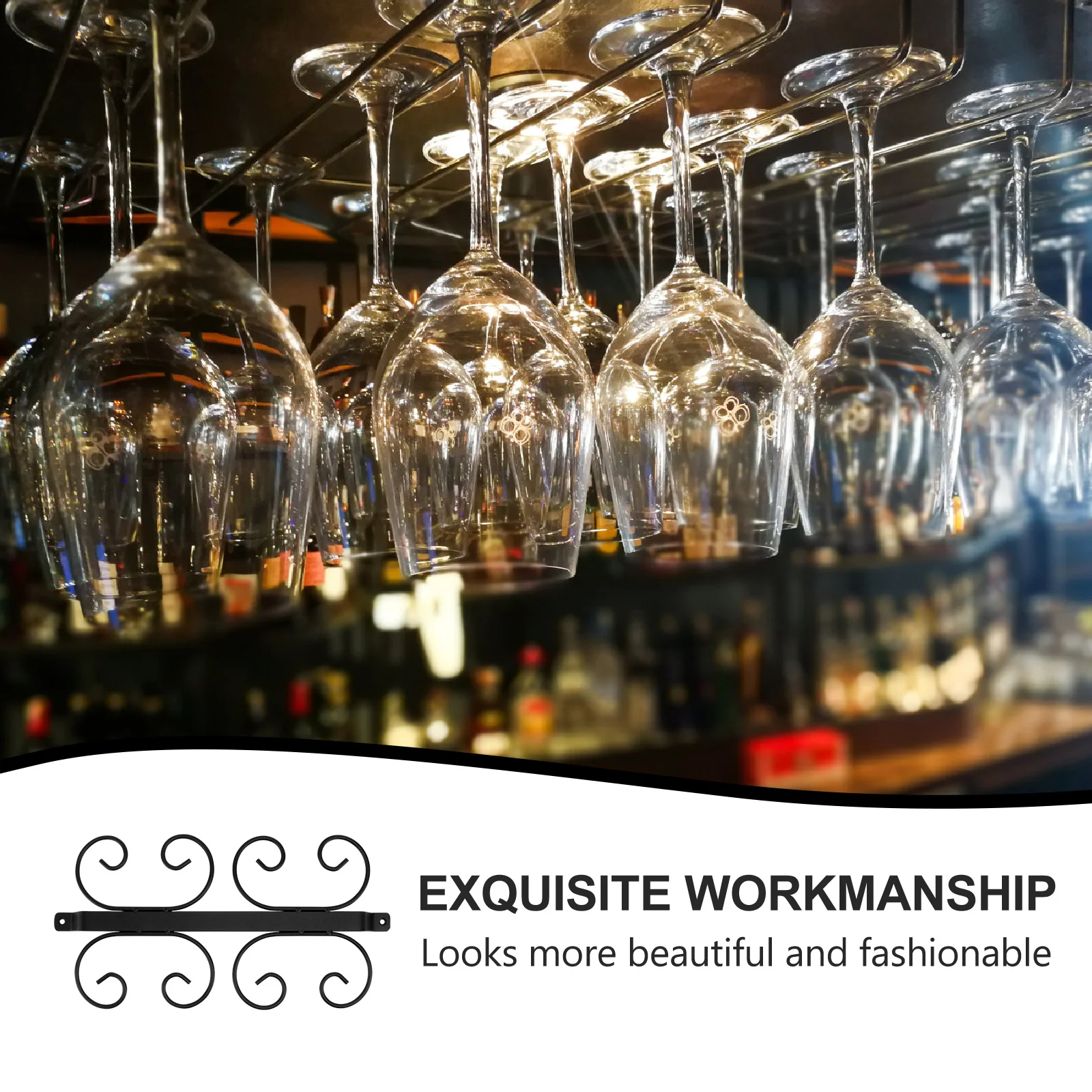 

1Pcs Wine Glass Rack Iron Art Hanging Goblet Holder Kitchen Bar Storage Organizer Black Wine Glass Rack Goblet Organizer