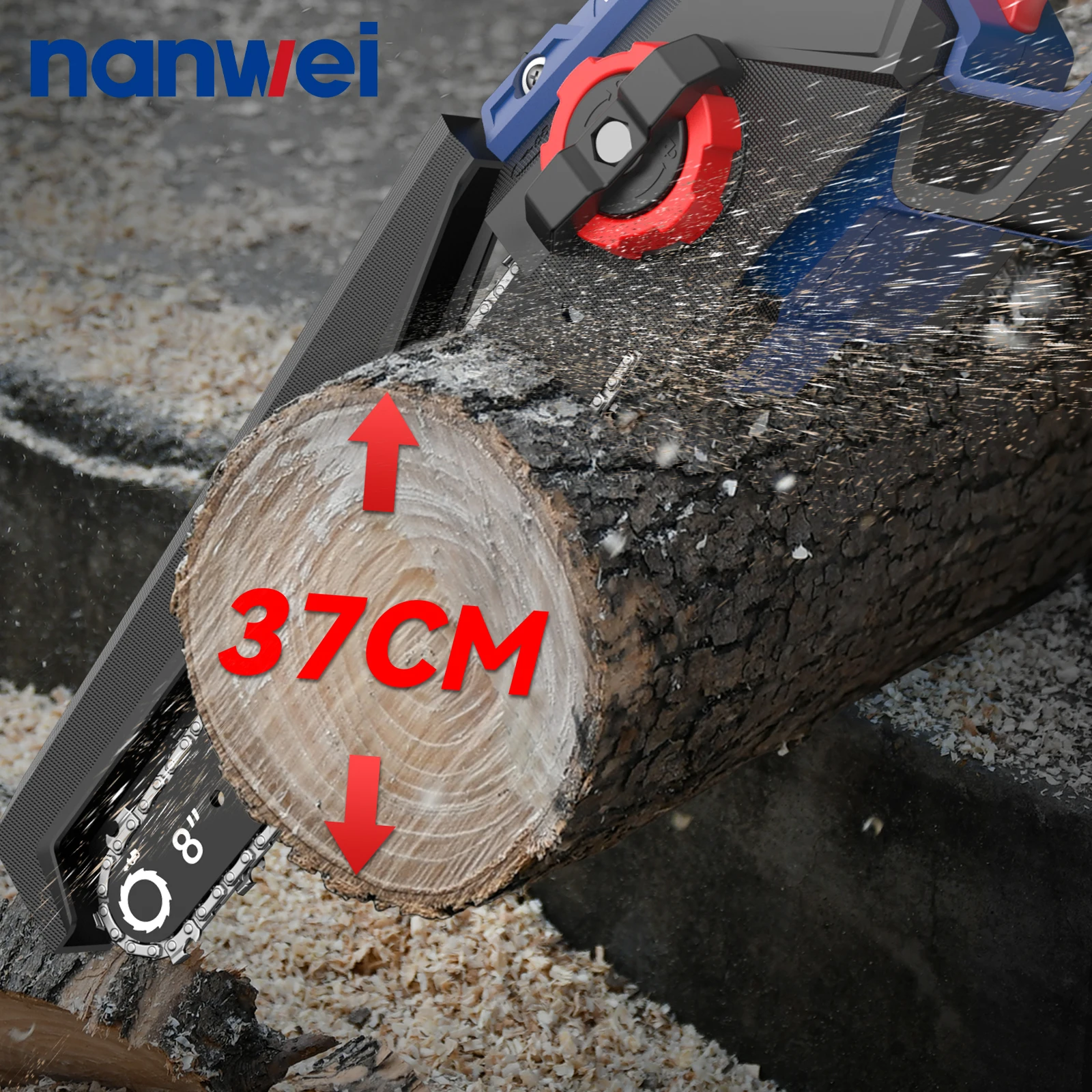 Nanwei8 Inch 20V Mini Electric Chain Saw With Lithium Battery Rechargeable One-handed Woodworking Pruning Garden Tool