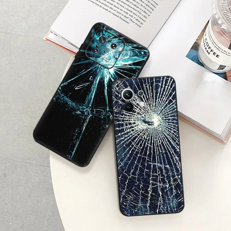 Matte Phone Cases For Redmi 12 12c 13c Note12 Note13 Pro Cracked Screen Color Glass fracture Xiaomi 13 Lite 12x Soft Black Cover