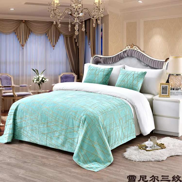 

Синие синельные европейские дорожки для кровати, роскошные покрывала, простота, современное украшение для дома и отеля, дорожка и 2 наволочки