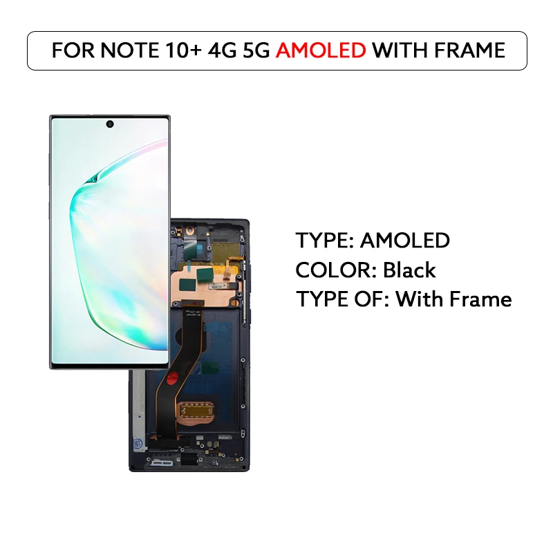 LCD-scherm voor Samsung Galaxy Note 10 Plus Note 10+ 4G 5G N975F N975U N975W N975N N976F N976U N976B, inclusief touchscreen en vingerafdruksensor.