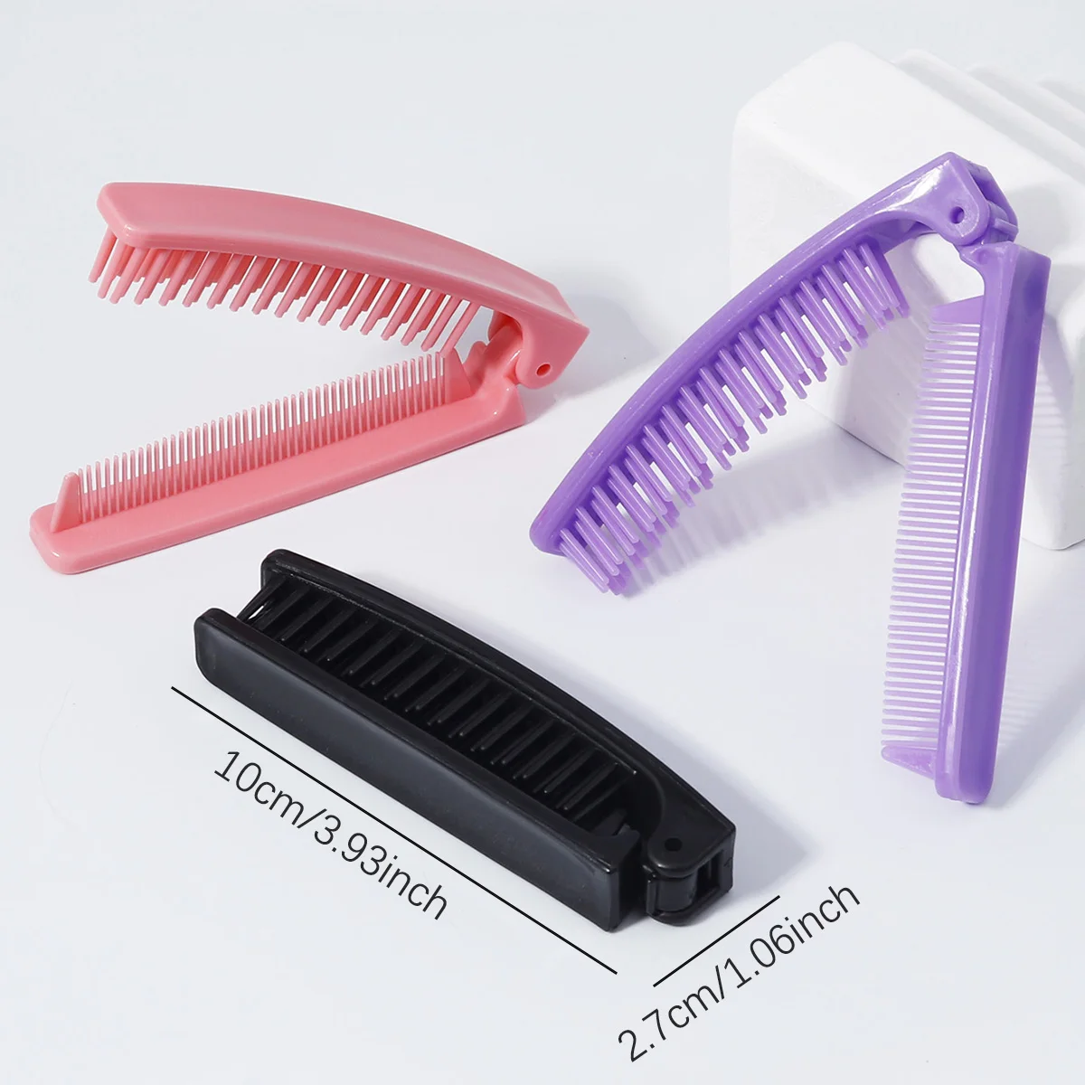 1pc Portable Travel Folding Hair Brush Compact Pocket Hair Comb Double Headed Anti-static Comb,Special for real hair wigs image 3